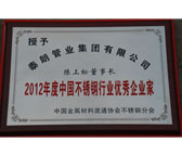 2012年中國不銹鋼行業(yè)優(yōu)秀企業(yè)家